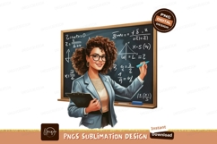Woman teacher writing math equations on blackboard Product Image 1