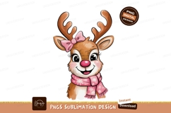 Cute reindeer with pink bow and scarf christmas winter Product Image 1