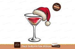 Festive Red Cocktail With Santa Hat drink glass Product Image 1