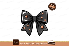 Black bow with orange stars ribbon Product Image 1