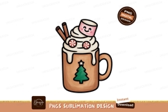 Festive hot chocolate mug with cheerful marshmallow Product Image 1