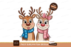 Cute reindeer couple winter fashion scarf snowflakes Product Image 1
