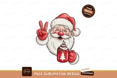 Cheerful Santa holding hot chocolate mug Christmas Product Image 1