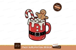 Festive hot chocolate mug with gingerbread and candy cane Product Image 1