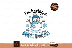 Melting snowman wearing blue hat and scarf winter christmas Product Image 1
