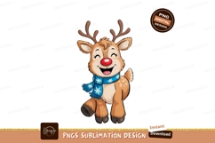 Cheerful reindeer wearing blue snowflake scarf christmas Product Image 1