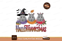 Festive hippos celebrating holidays hippopotamus celebration Product Image 1