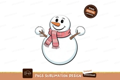 Cheerful snowman with pink scarf winter character Product Image 1