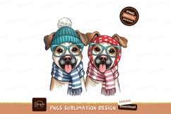 Festive dogs wearing winter accessories hats scarves Product Image 1