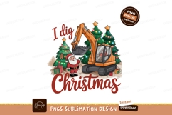 Santa driving excavator with Christmas trees Claus Product Image 1