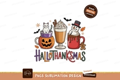 Festive holiday drinks with cat snowman and pumpkin Product Image 1