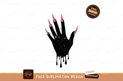 Cosmic hand with pink stiletto nails galaxy stars Product Image 1