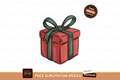 Red gift box with green ribbon image Product Image 1