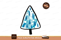 Blue Watercolor Pine Tree With Circles image Product Image 1