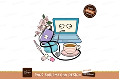 Medical study and coffee break laptop stethoscope Product Image 1
