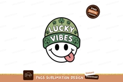 Smiley face wearing lucky hat with clover vibes Product Image 1