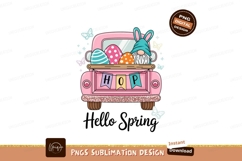 Format: Title: Pink truck easter gnome eggs butterflies Product Image 1