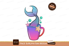 Mermaid tail in mug with starfish and bubbles image Product Image 1