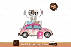Skeletons couple enjoying drinks on car vacation Product Image 1