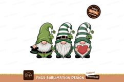 Three green gnomes with shamrocks heart holiday Product Image 1