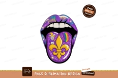 Purple lips tongue fleur de lis jester rainbow flag Product Image 1