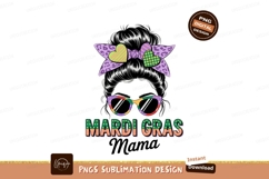 Messy Bun Leopard Bow Hearts Sunglasses Mardi Gras Product Image 1