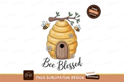 Cute bees around a beehive with flowers honey nature Product Image 1