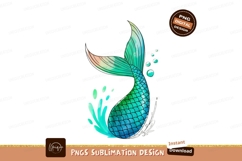 Watercolor mermaid tail with ocean splashes fantasy Product Image 1