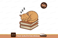 Orange cat sleeping on books image Product Image 1