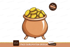 Pot overflowing with gold coins money wealth Product Image 1