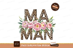 Leopard Mama Design With Floral Accent Sublimation PNG Product Image 1