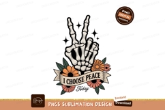 Skeleton hand peace sign with flowers image Product Image 1