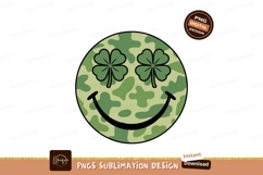 Camouflage smiley with clover eyes green luck Product Image 1