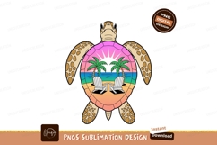 Turtle beach scene with palm trees and chairs ocean Product Image 1