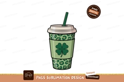 Green clover coffee cup with leopard print image Product Image 1
