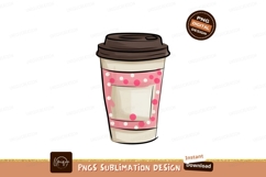 Pink polka dot coffee cup drink beverage Product Image 1