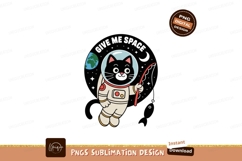 Black cat astronaut floating with earth space helmet Product Image 1