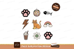 Cat disco ball rainbow flower lightning bolt paw print coffe Product Image 1