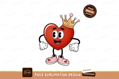 Royal Red Heart Character With Pink Shoes cartoon crown Product Image 1