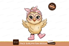 Adorable chick wearing pink boots and heart glasses Product Image 1