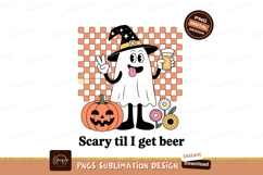 Format: Title: Happy Ghost Holding Beer and Pumpkin Product Image 1