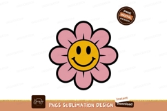 Pink Flower Smiley Face yellow Product Image 1
