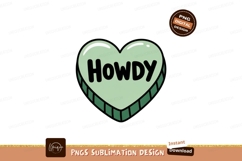 Green heart with howdy text greeting sublimation Product Image 1