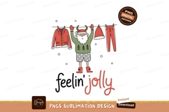 Santa drying clothes with jolly text Sublimation Christmas Product Image 1