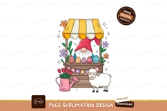 Gnome Easter Market Stall With Sheep eggs flowers Product Image 1