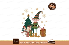 Festive Elf Snowman Christmas Tree Gifts Snowflakes Product Image 1