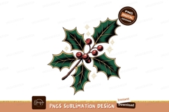 Holly berries with green leaves and golden accents Product Image 1
