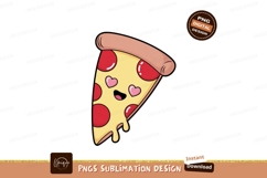 Cute pizza slice with hearts cartoon food Product Image 1