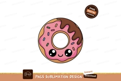 Pink iced donut with chocolate drizzle and sprinkles Product Image 1