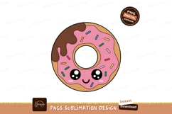 Pink frosted donut with chocolate drizzle and sprinkles Product Image 1